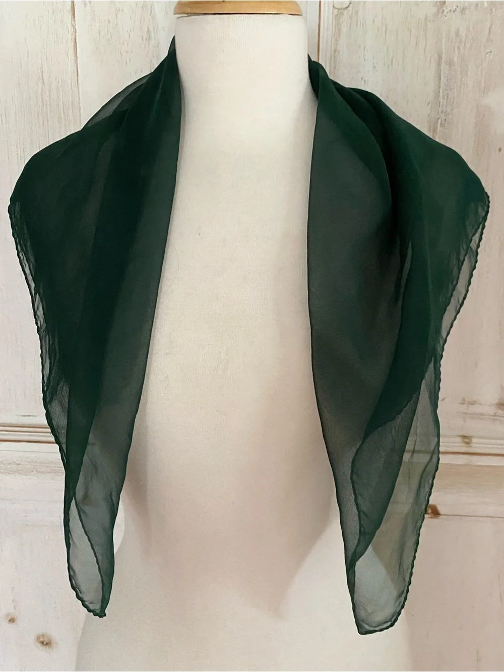 Vintage Sheer Chiffon Square Scarf Green